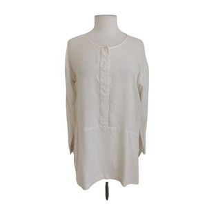 Go By Go Silk Womens Small Tunic Top Silk Ivory Long Sleeved Crew Neck $300